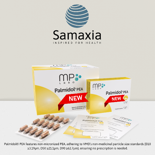 PRESS RELEASE: Samaxia announce the launch of Palmidol® PEA Explore the benefits of Palmidol® PEA, our latest feed supplement designed to support the daily wellbeing of pets. Palmidol® PEA helps maintain overall well-being, ensuring your pets feel their best every day. Available now for veterinarians across the UK—learn more about how Palmidol® PEA can be part of your routine care at Samaxia Ltd.